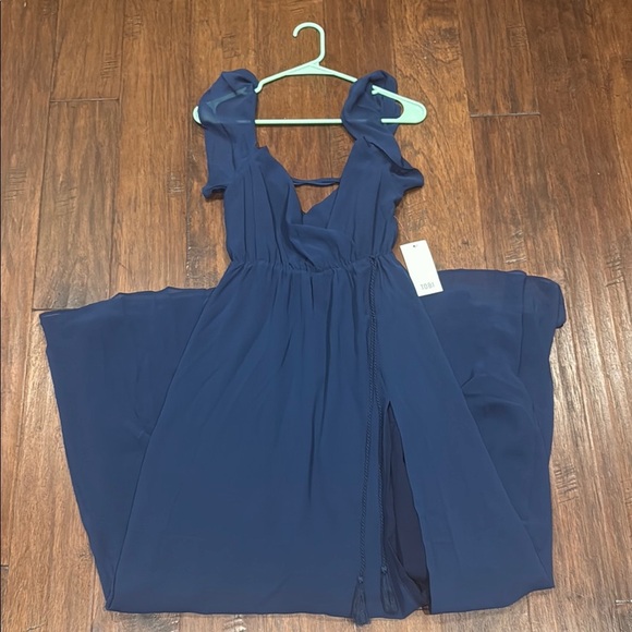 NWT! TOBI XS Elegant Navy Long Blue Maxi Dress - Picture 3 of 14